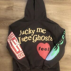 Men’s Kids See Ghosts Lucky Me Feel Camp Flog Graphic Lettering Pullover Hoodie
